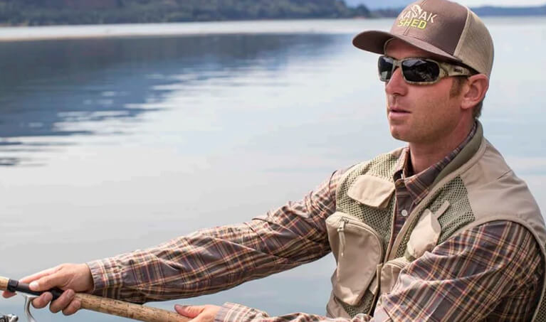 Fisherman wearing polarized sunglasses