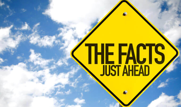 A sign that reads the facts just ahead