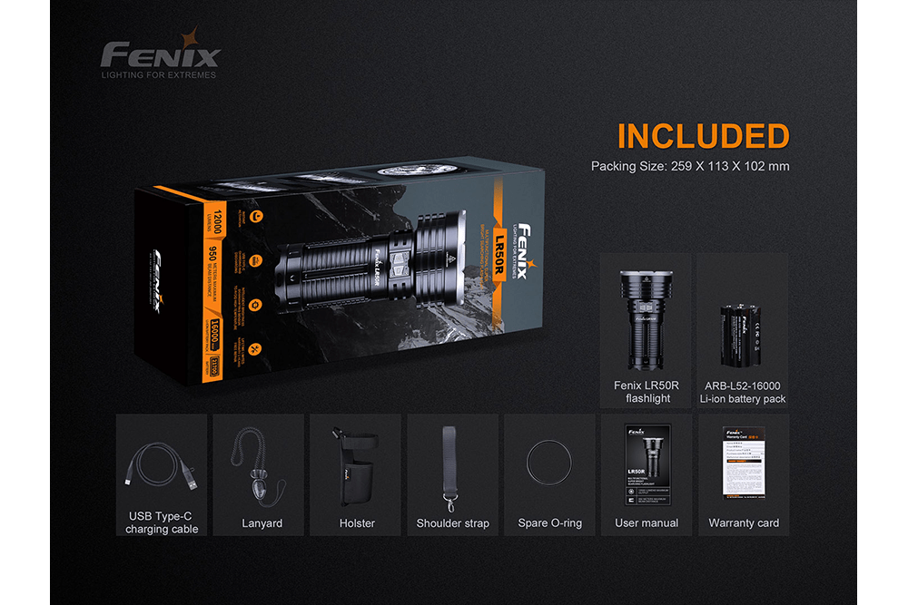 Fenix LR50R Multifunctional LED Search Light - 12000 Lumens-sku-44858611171624-Safety Glasses USA-16