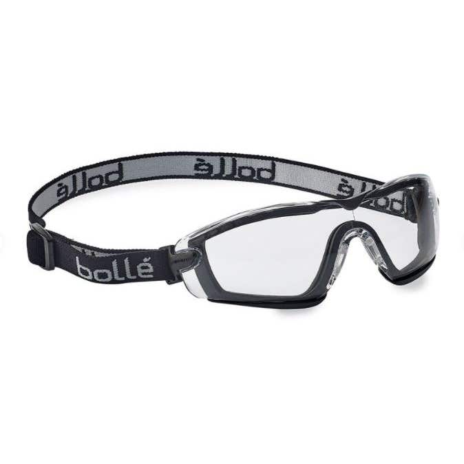 Bolle Safety Cobra 40091 Safety Glasses Foam Lined with Clear Lens and Elastic Strap Right Front Profile