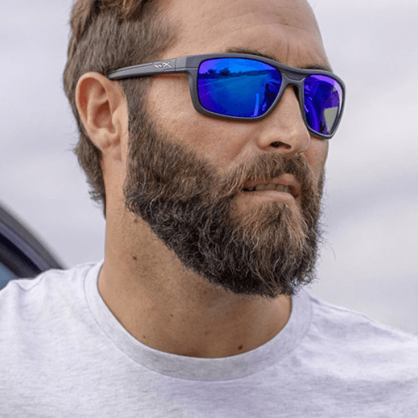 Wiley X Kingpin Sunglasses with Matte Graphite Frame and Polarized Blue Mirror Lens-WX-ACKNG19-Safety Glasses USA-2