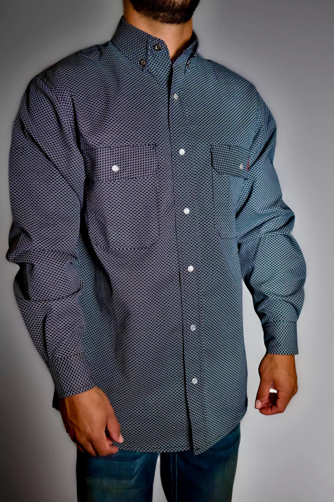 Static FR Flame-Resistant Pearl Snap Work Shirt - Shadow Black