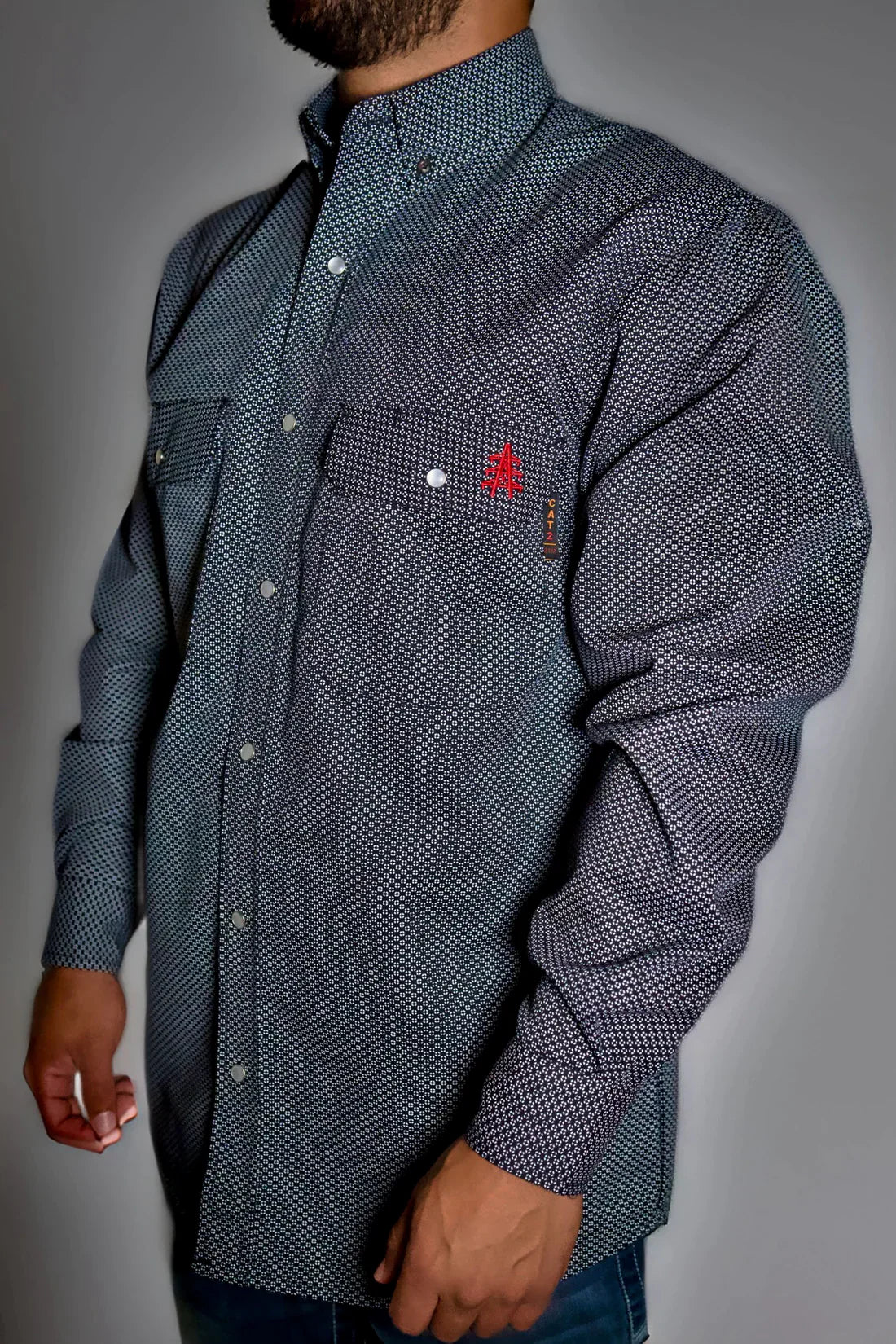 Static FR Flame-Resistant Pearl Snap Work Shirt - Shadow Black