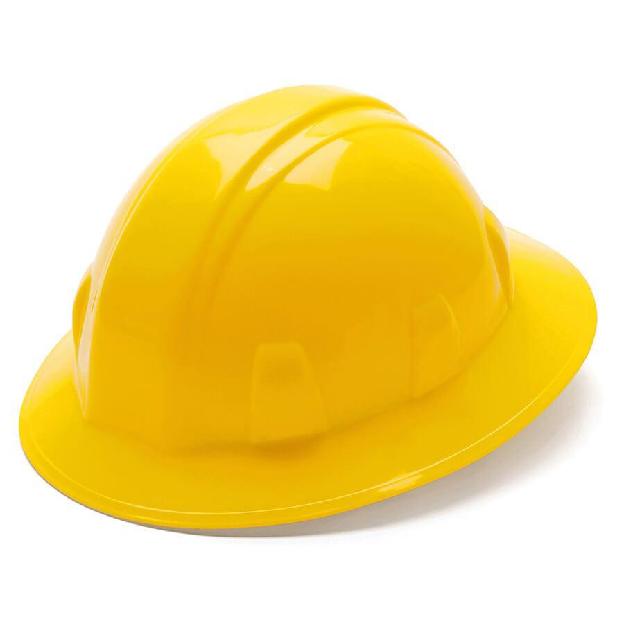 Pyramex Full Brim Hard Hat with 6-Point Ratchet Suspension-Yellow-HP26130-Safety Glasses USA-3