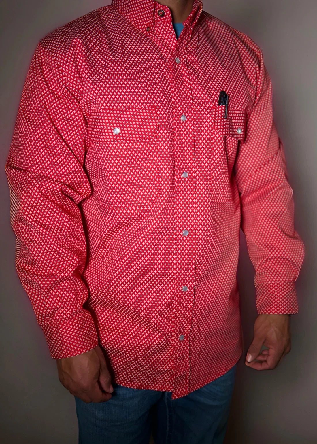 Static FR Flame-Resistant Pearl Snap Work Shirt - Alpha Red