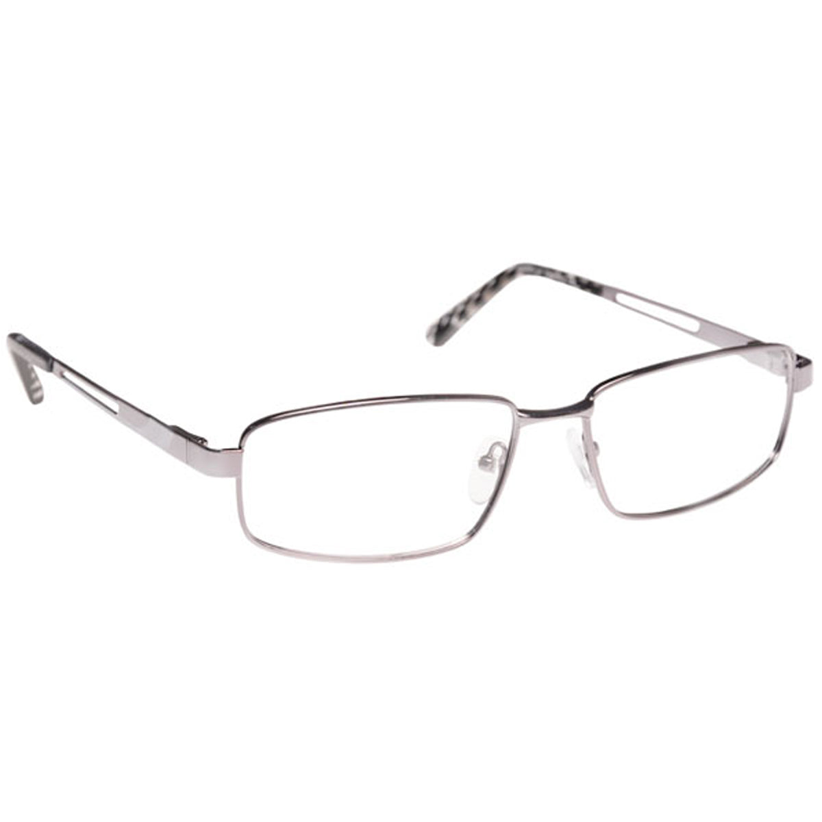 ArmouRx 7005 gray metal full-rim prescription safety glasses with rectangular lenses and patterned temples.