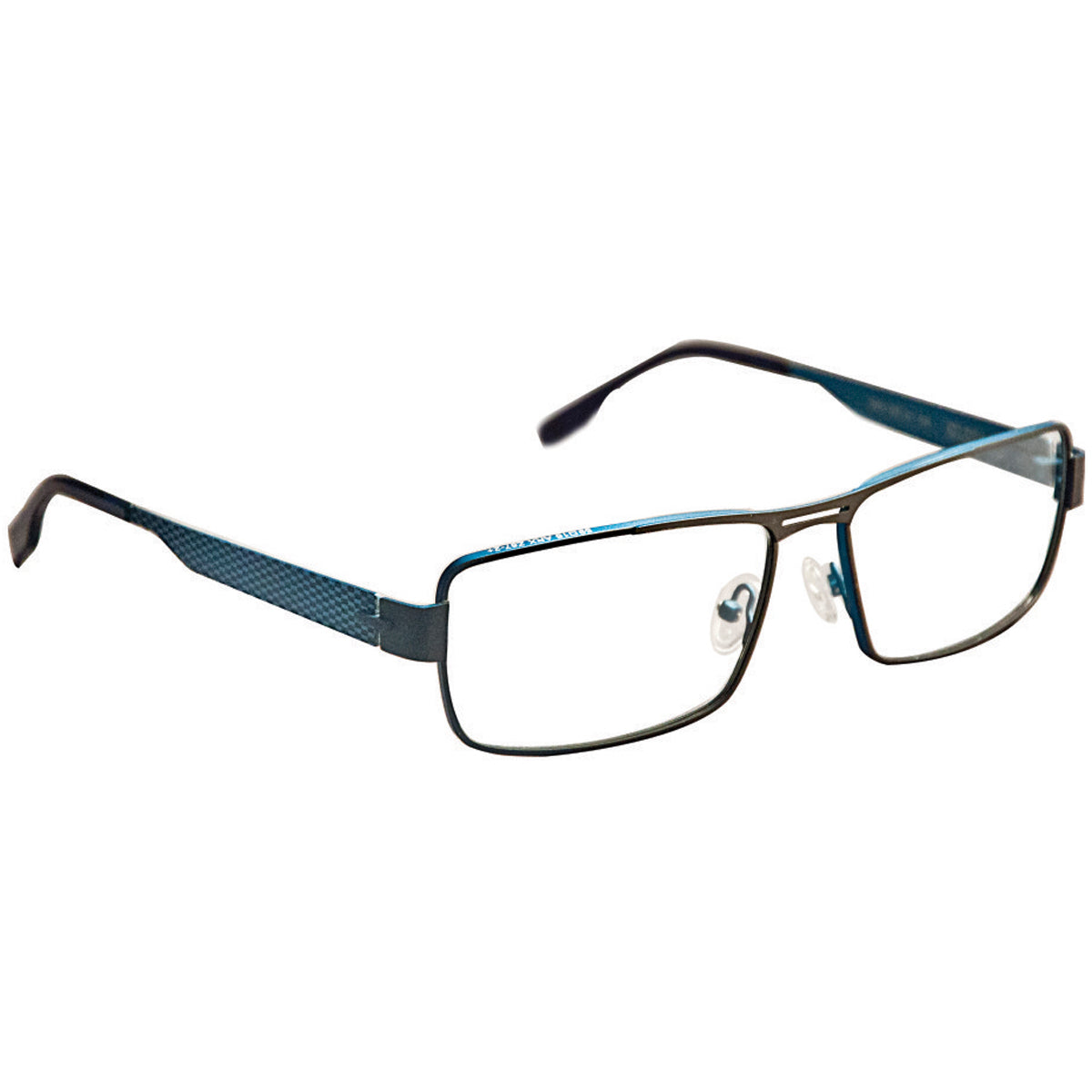 ArmouRx 7101 black/blue metal full-rim prescription safety glasses with rectangular lenses.