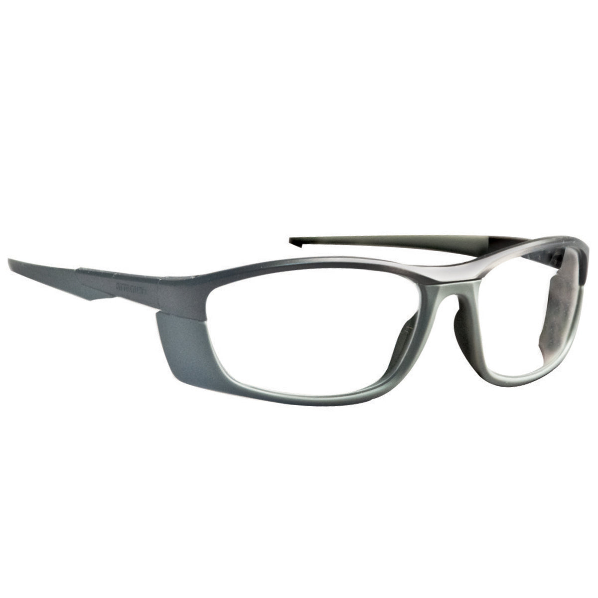 ArmouRx 7901 gray wraparound prescription safety glasses with integrated side shields.