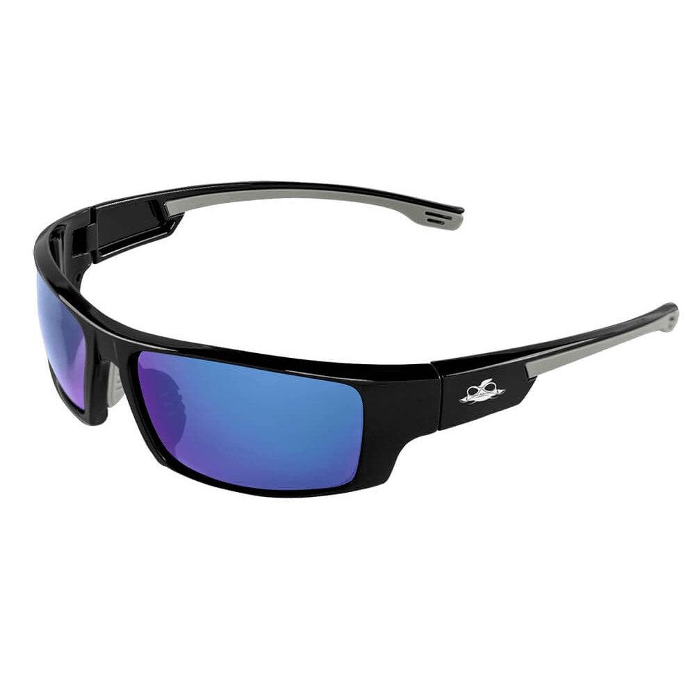 Bullhead Dorado Safety Glasses with Black Frame and Polarized PFT Blue Mirror Anti-Fog Lens-BH95129PFT-Safety Glasses USA-1