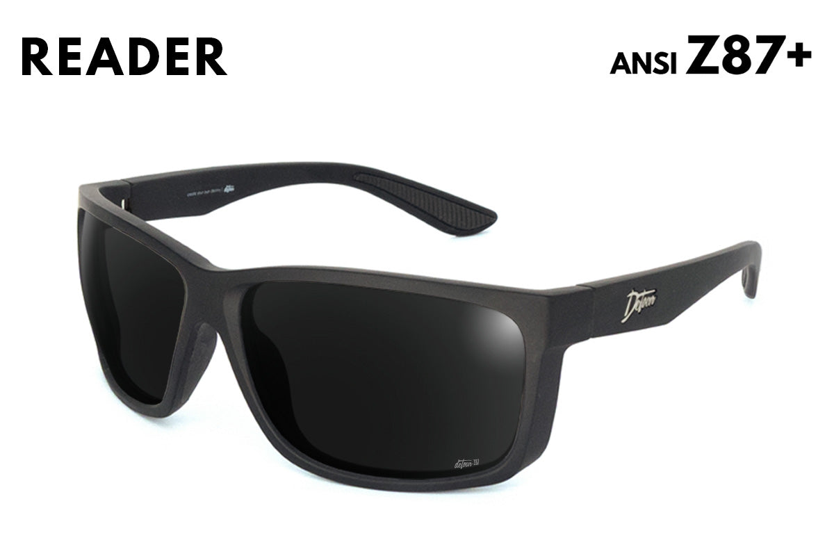Detour Breach Reader Safety Glasess Matte Black with Jet Black Polarized Lenses