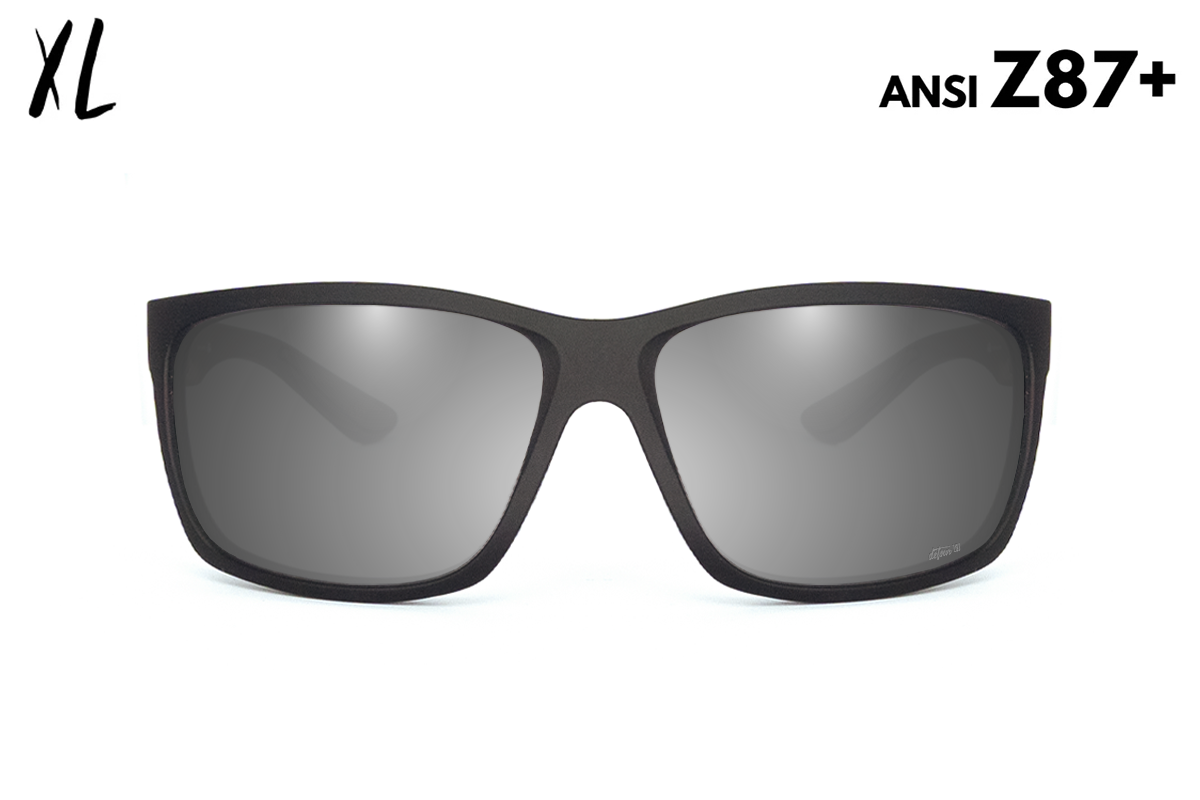 Detour Breach XL Safety Glasses Matte Black with Silver Bullet Polarized Lenses