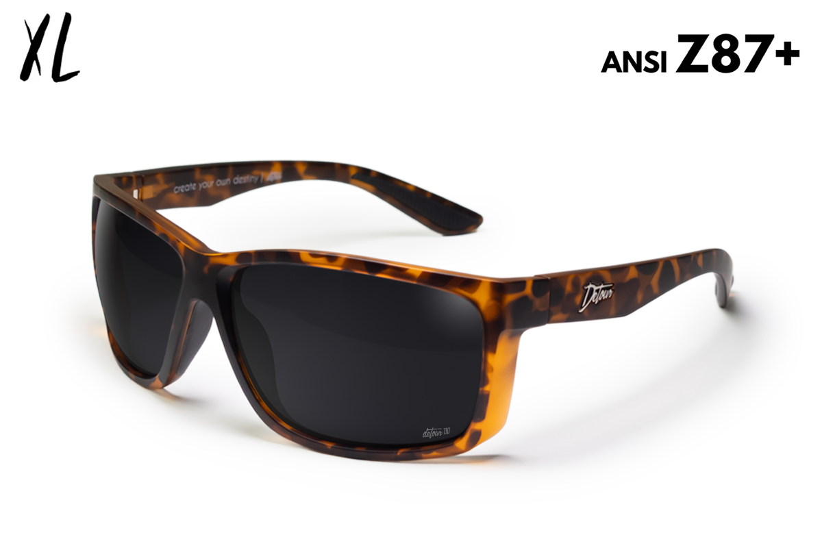 Detour Breach XL Safety Glasses Tortoise Shell with Jet Black Polarized Lenses