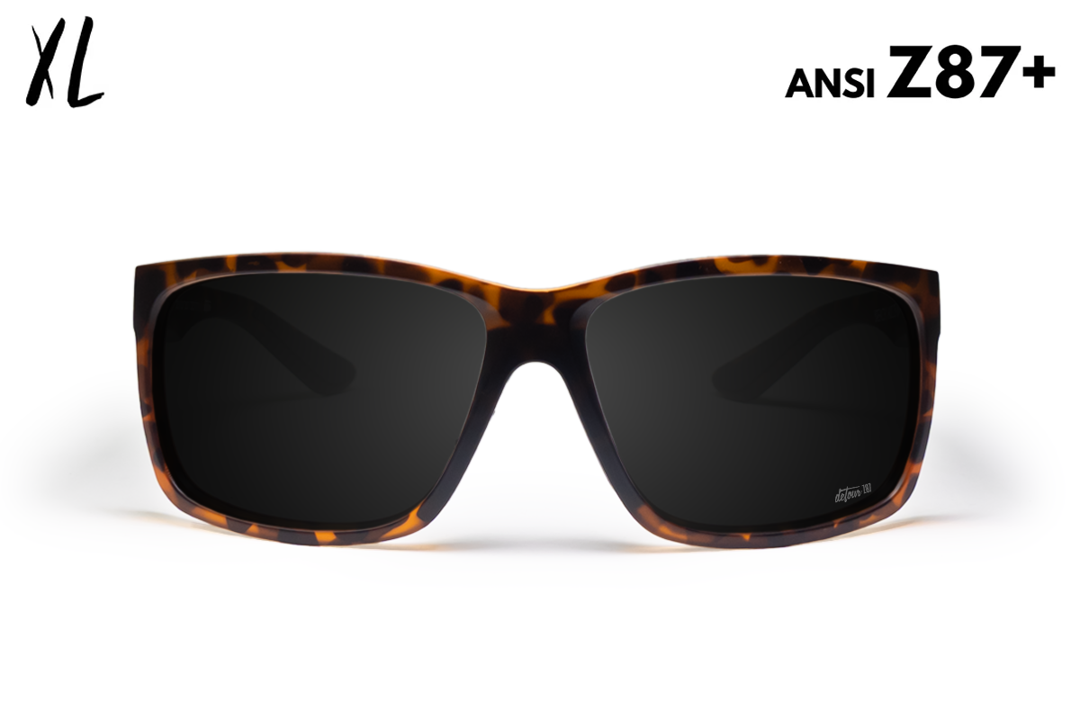 Detour Breach XL Safety Glasses Tortoise Shell with Jet Black Polarized Lenses