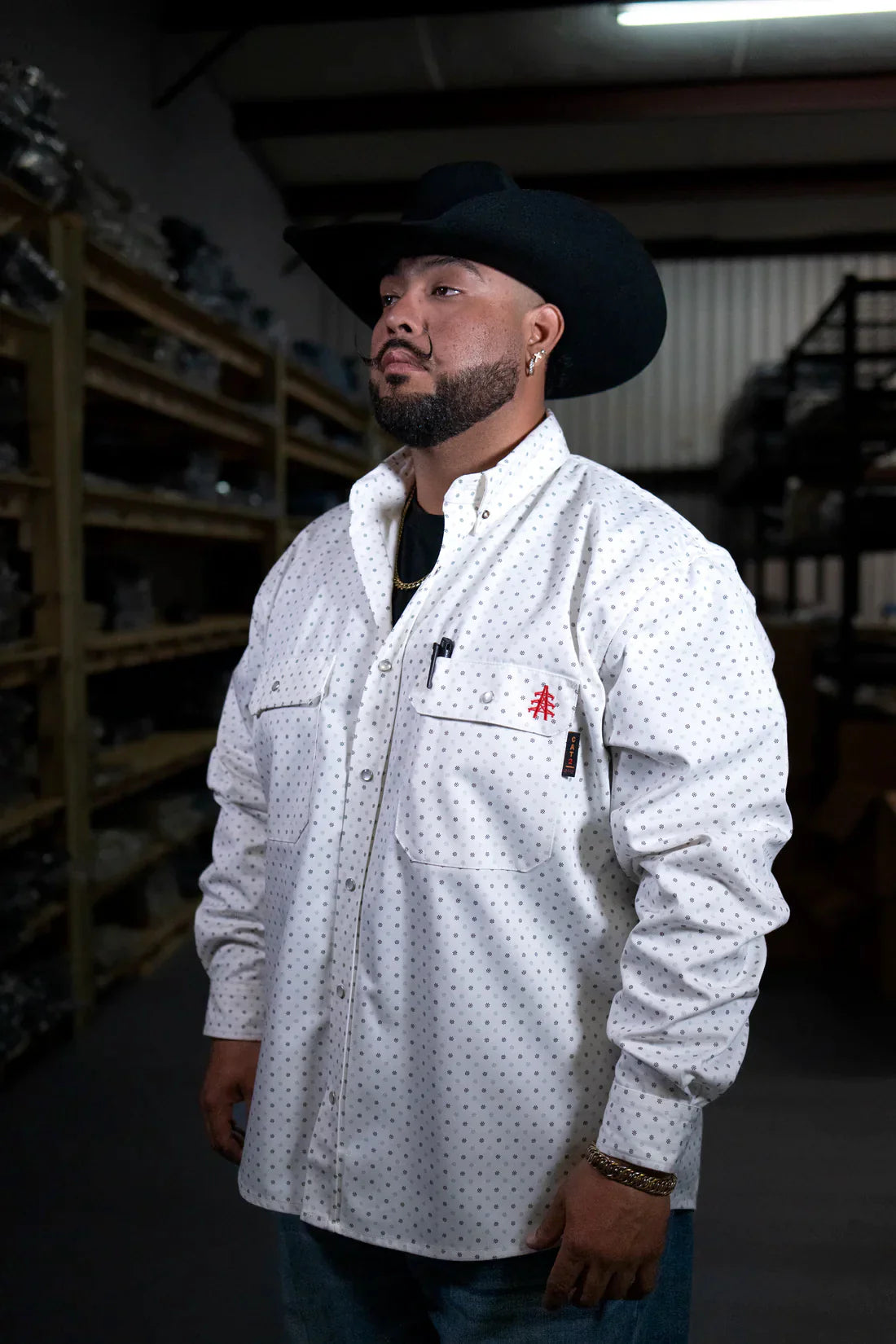 Static FR Flame-Resistant Pearl Snap Work Shirt - Phantom White