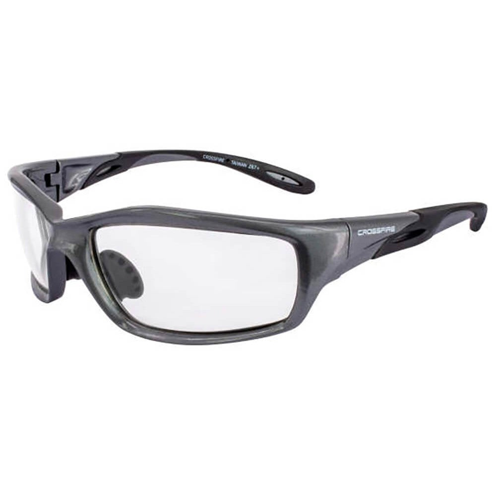 Crossfire Infinity Safety Glasses with Shiny Pearl Gray Frame and Clear Lens-CF-224-Safety Glasses USA-1