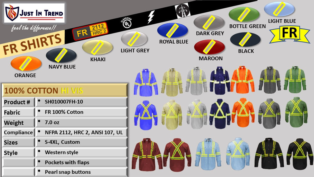 Just In Trend Flame-Resistant High-Visibility Shirt 100% Cotton