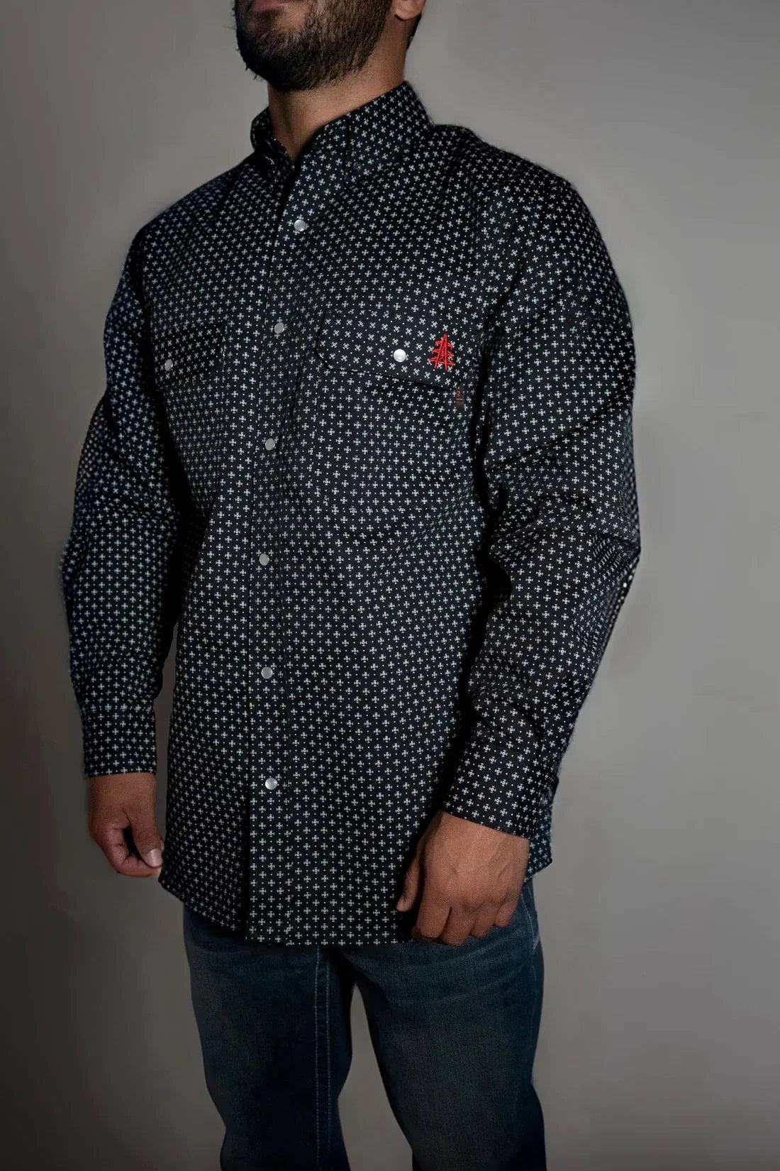Static FR Flame-Resistant Pearl Snap Work Shirt - Reaper Black