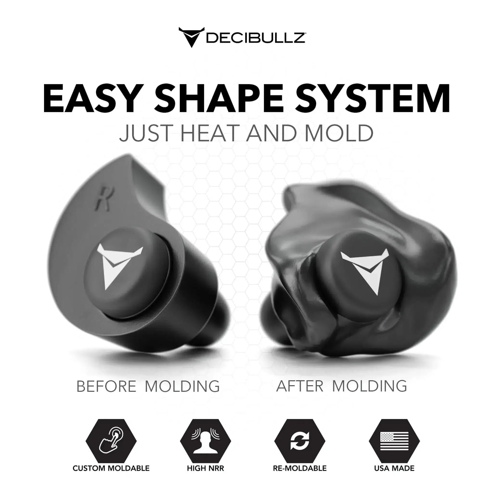 Decibullz Custom Molded Earplugs 31dB NRR--Safety Glasses USA-3