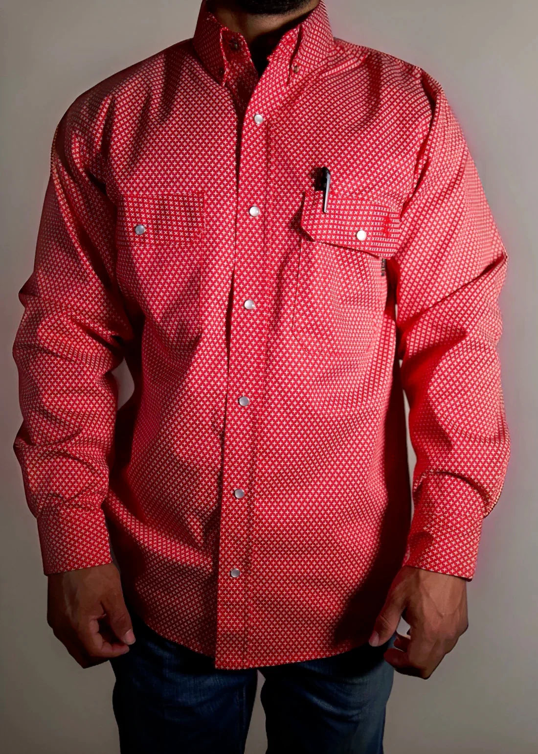 Static FR Flame-Resistant Pearl Snap Work Shirt - Alpha Red