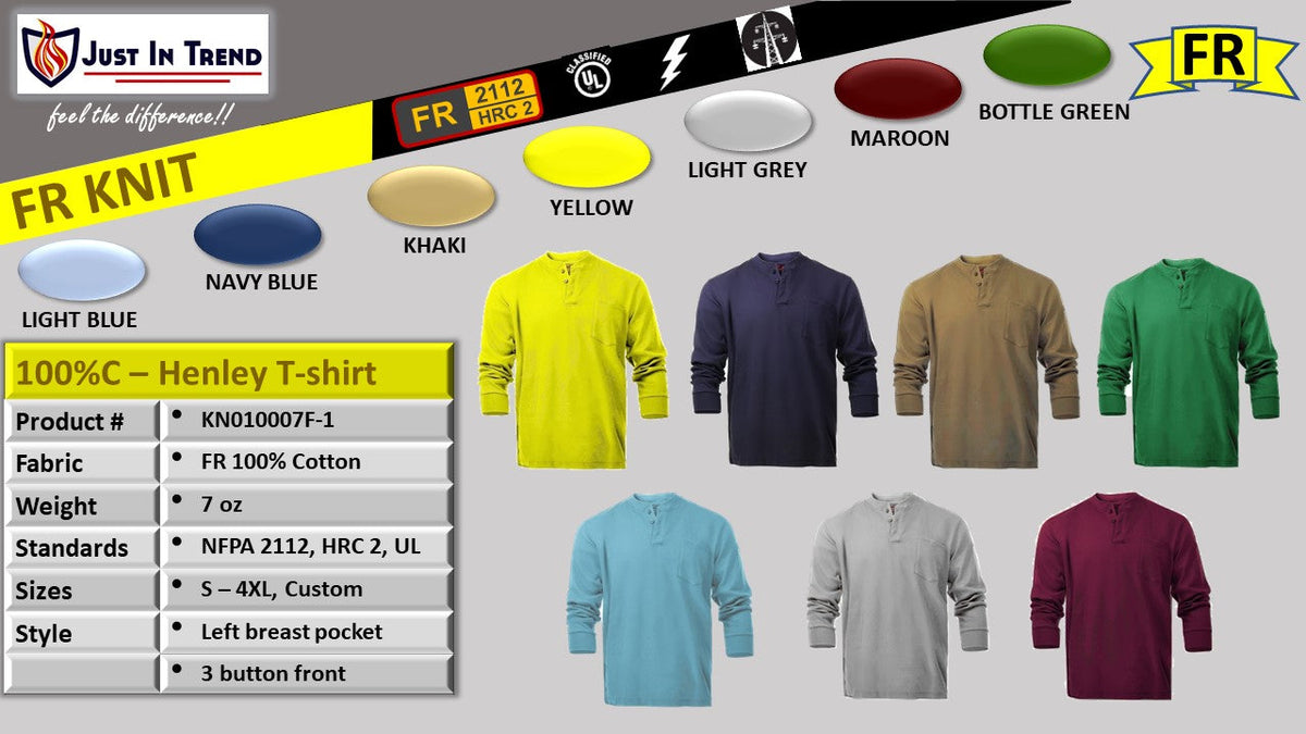 Just In Trend Flame-Resistant Henley T-Shirts