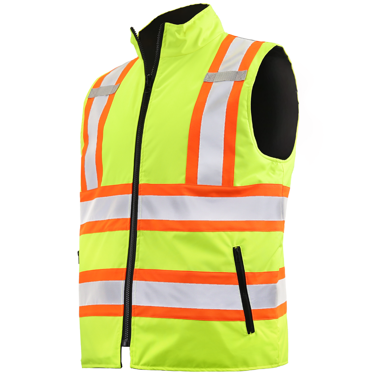 Jorestech Hi-Vis Yellow/Black Reversible Insulated Safety Vest with Reflective Strips