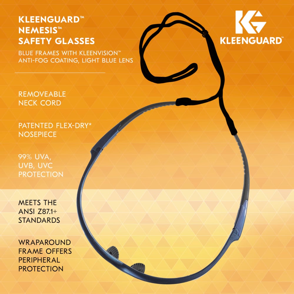 KleenGuard Nemesis Safety Glasses with Blue Frame and Light Blue Lens-19639-Safety Glasses USA-6