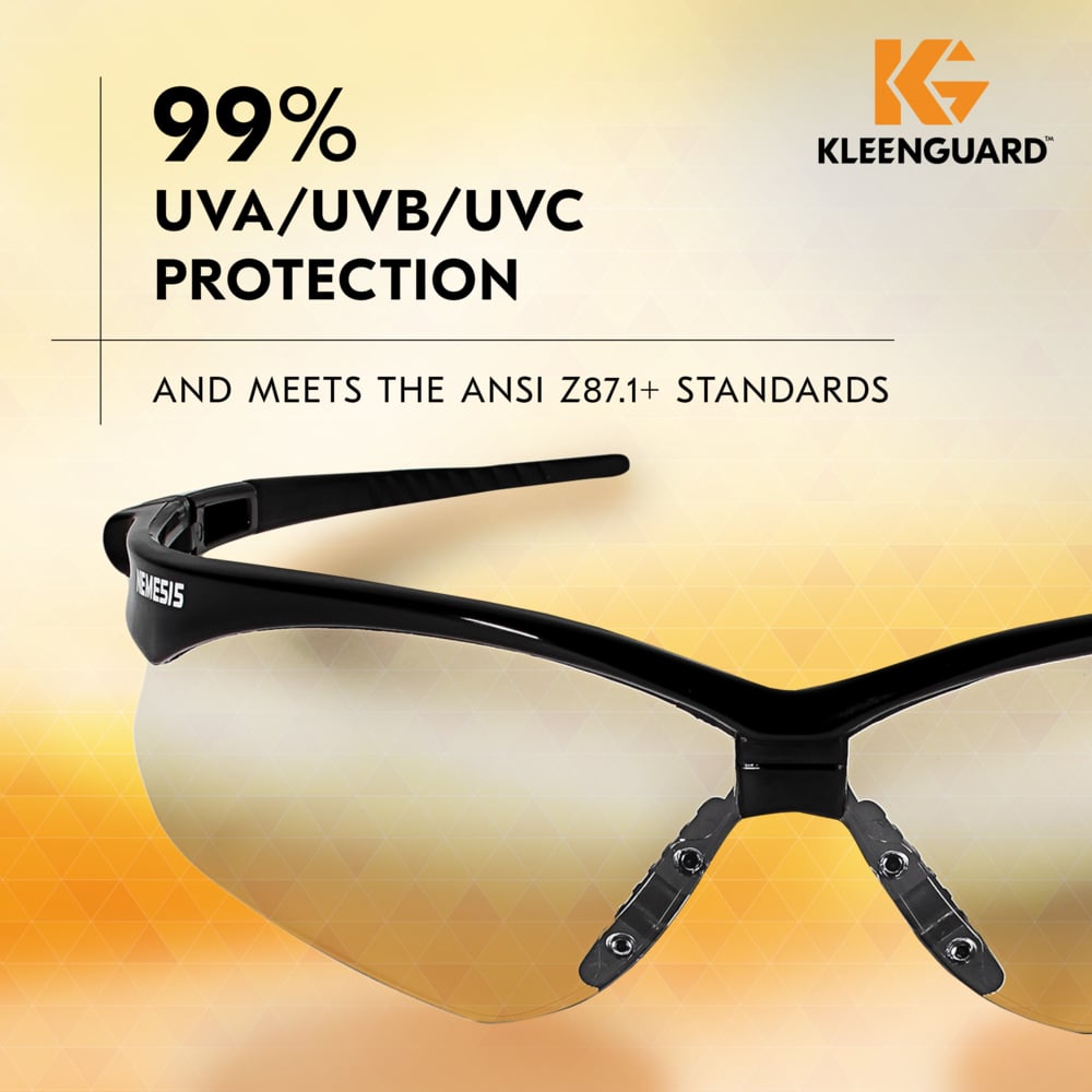 KleenGuard Nemesis Safety Glasses 25679 with Clear Anti-Fog Lenses Block 99% of UV Rays