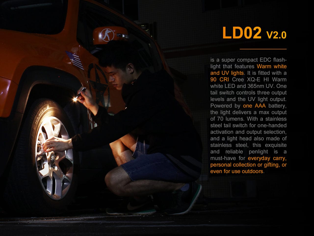 Fenix LD02 V2.0 EDC LED Penlight with UV Lighting - 70 Lumens-FX-LD02V2.0-Safety Glasses USA-4