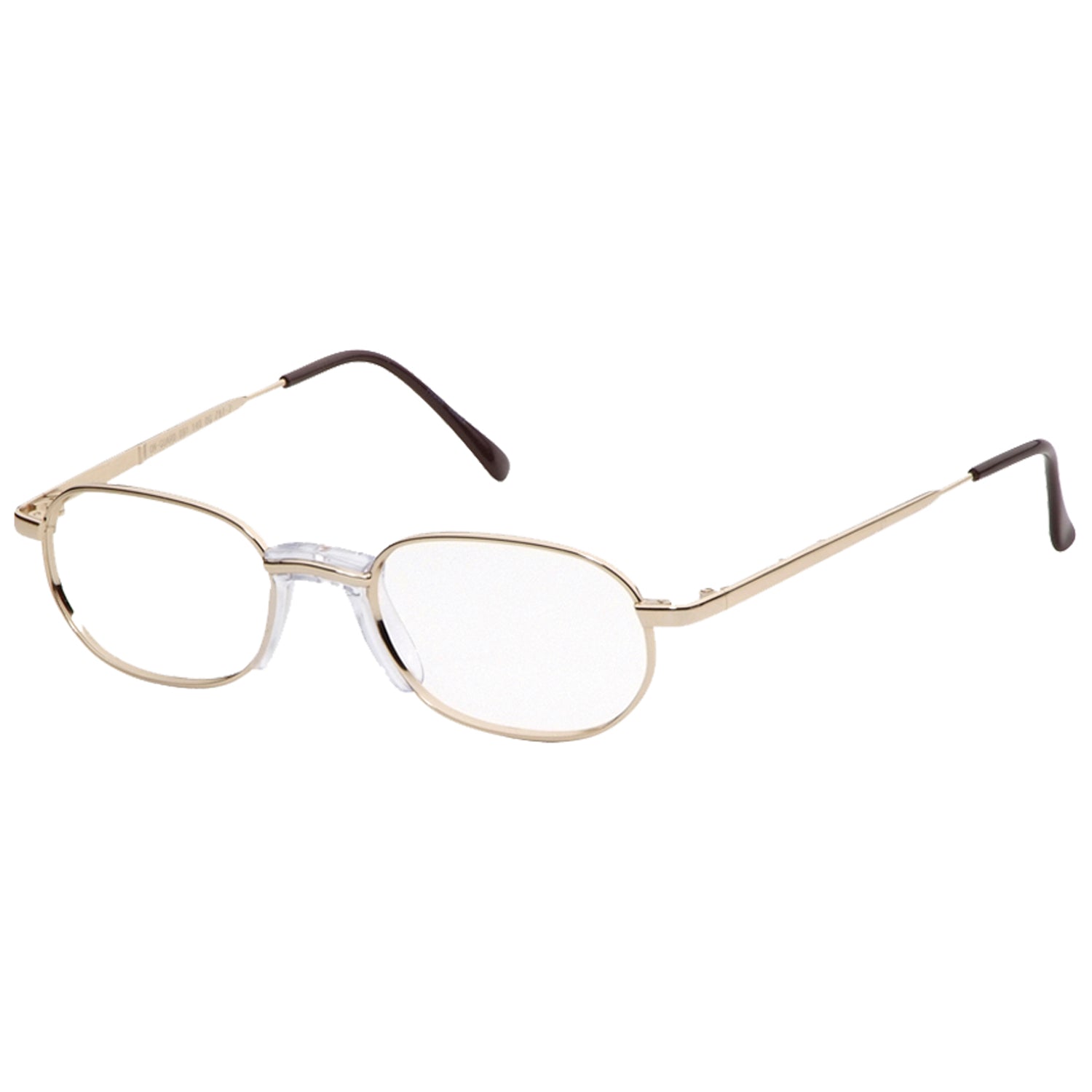 OnGuard OG091EZ gold full-rim oval prescription safety glasses with clear lenses and ANSI Z87.1 certification.
