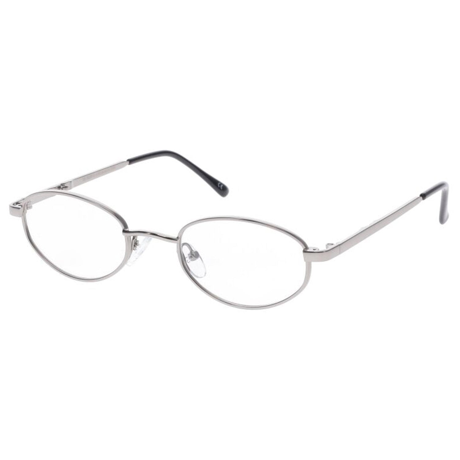 OnGuard OG093EZ Gunmetal prescription safety glasses with oval lenses, full-rim metal frame, and black temple tips. ANSI Z87.1 certified.
