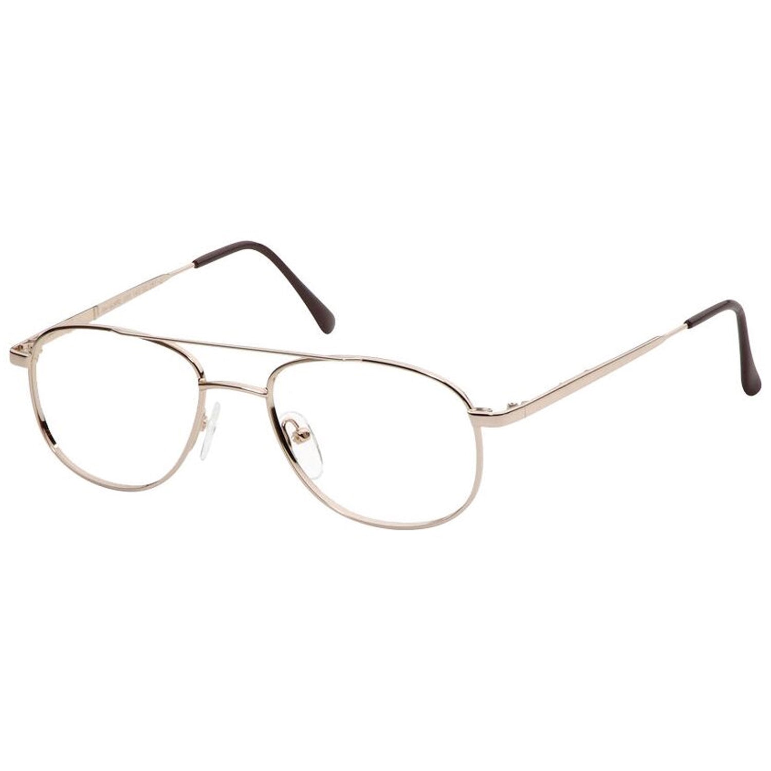 Gold OnGuard OG095EZ ANSI Z87.1 prescription safety glasses with clear lenses and dark temple tips.