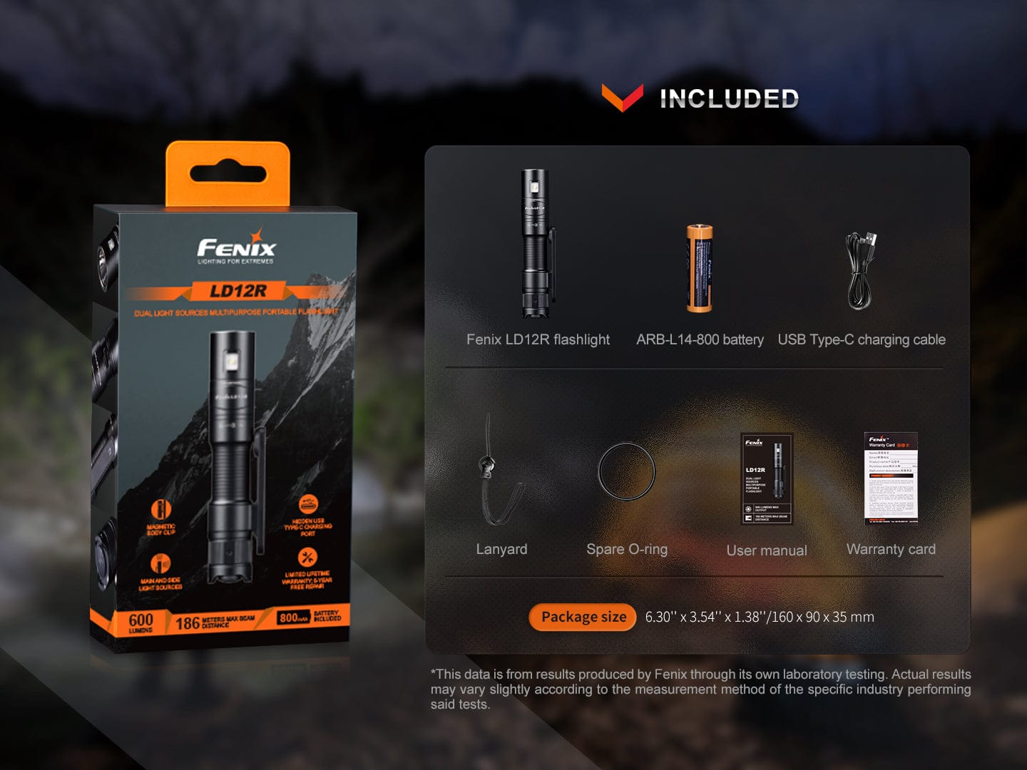 Fenix LD12R Dual Light Flashlight - 600 Lumens-FX-LD12R-Safety Glasses USA-16