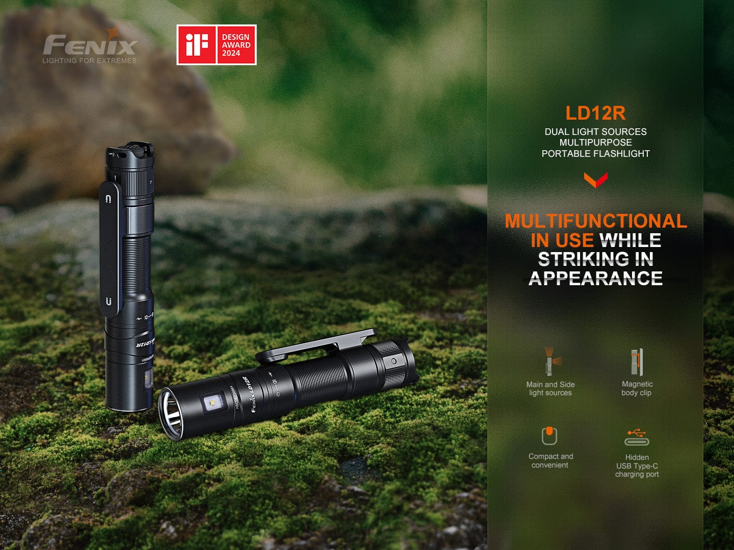 Fenix LD12R Dual Light Flashlight - 600 Lumens-FX-LD12R-Safety Glasses USA-3