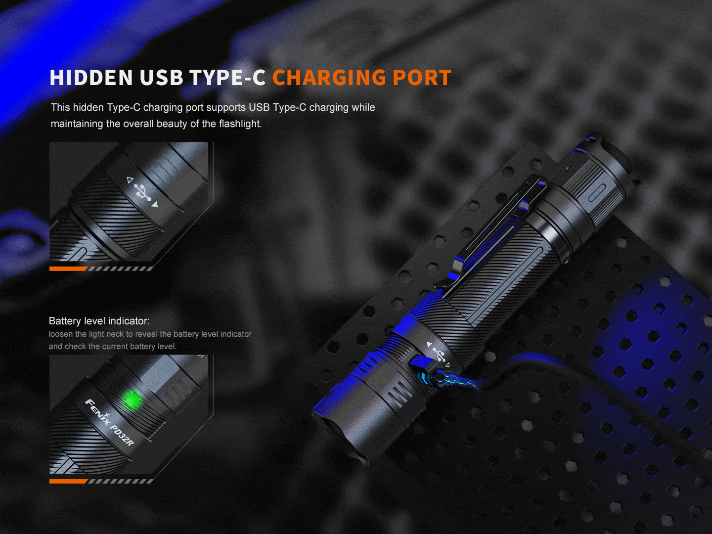 Fenix PD32R Rechargeable Silent Switch LED Flashlight-sku-48300746899752-Safety Glasses USA-6