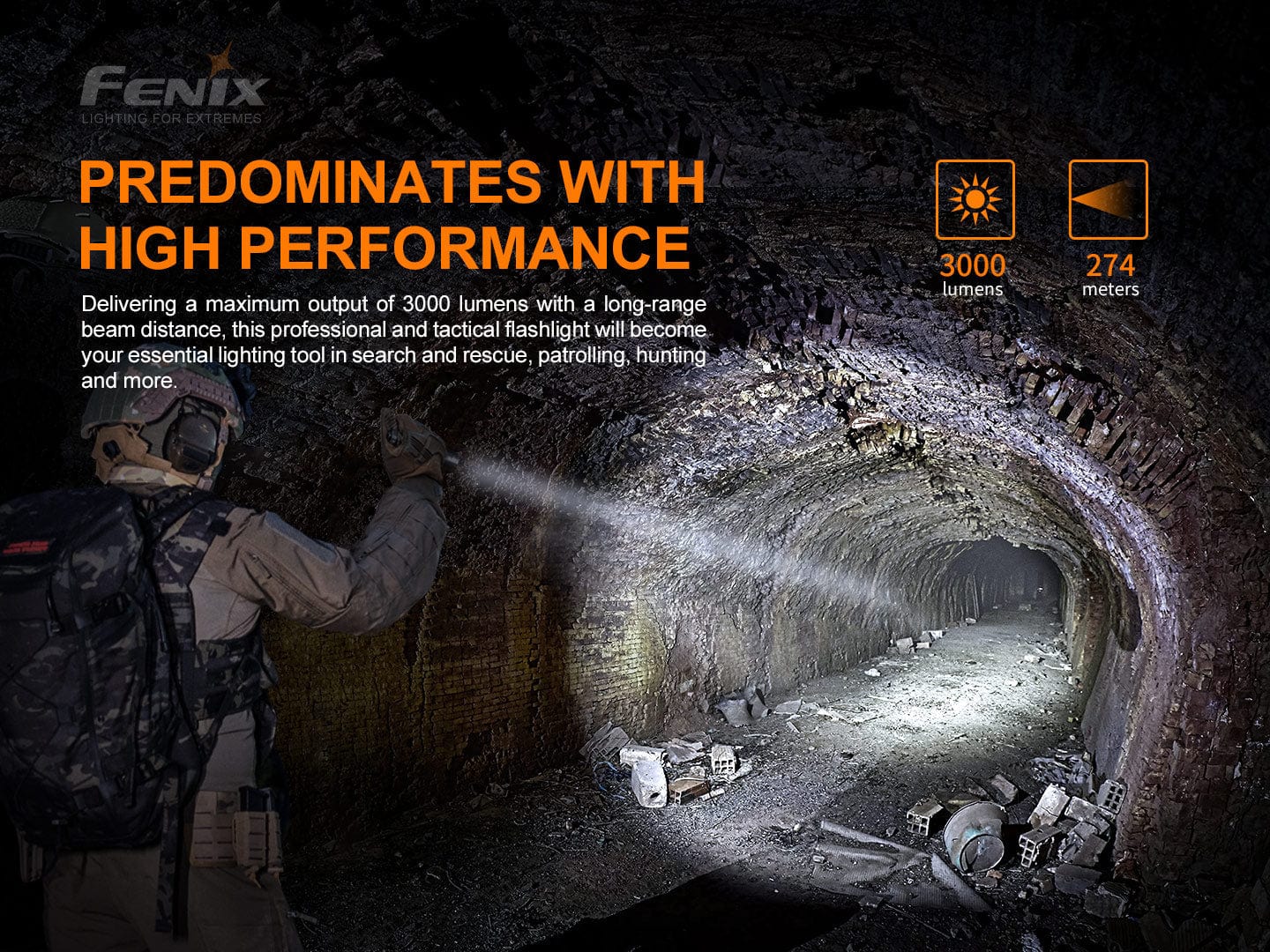 Fenix PD36 TAC Tactical Flashlight - 3000 Lumens-sku-44858620772648-Safety Glasses USA-4