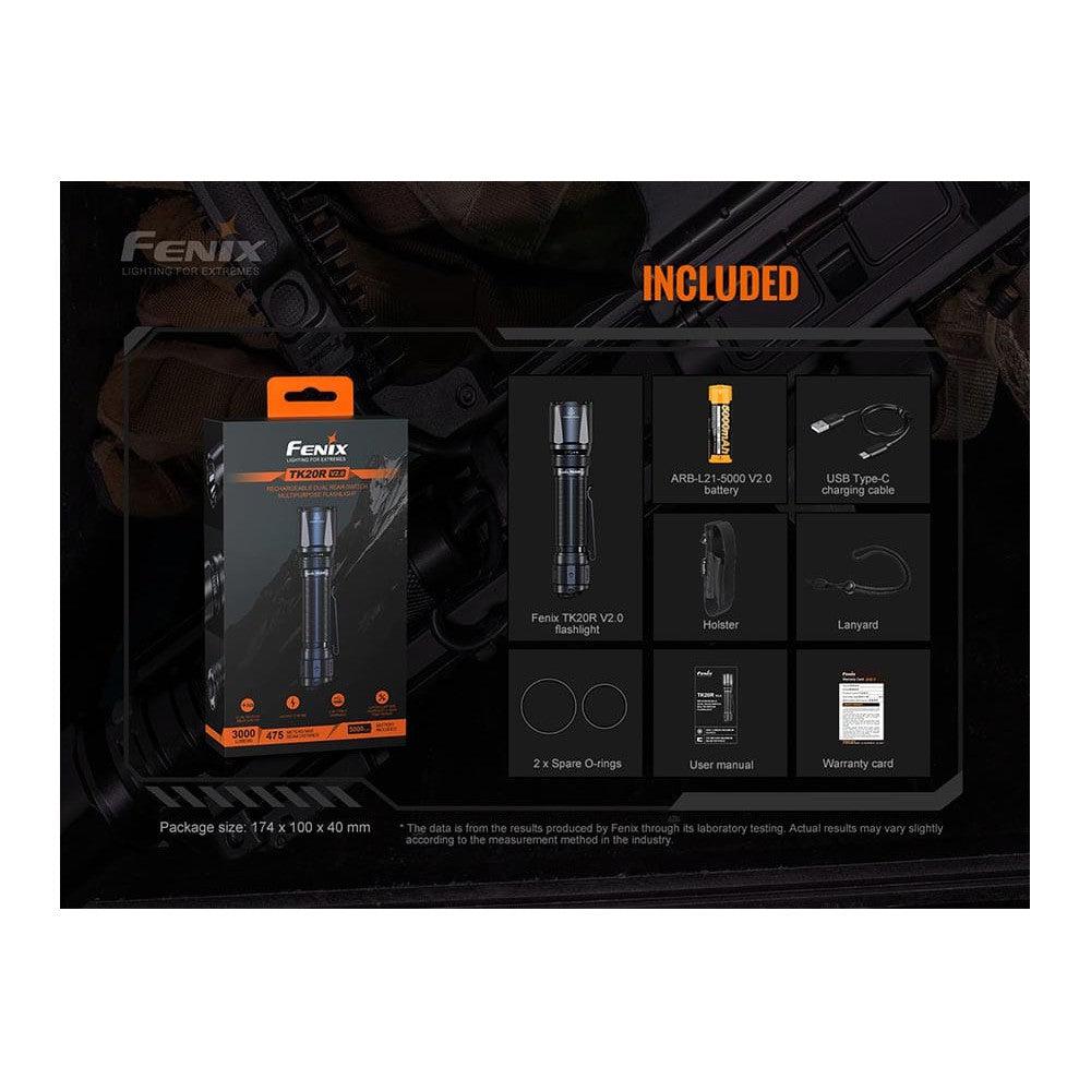 Fenix TK20R V2.0 Rechargeable LED Flashlight - 3000 Lumens-sku-44858649968936-Safety Glasses USA-18