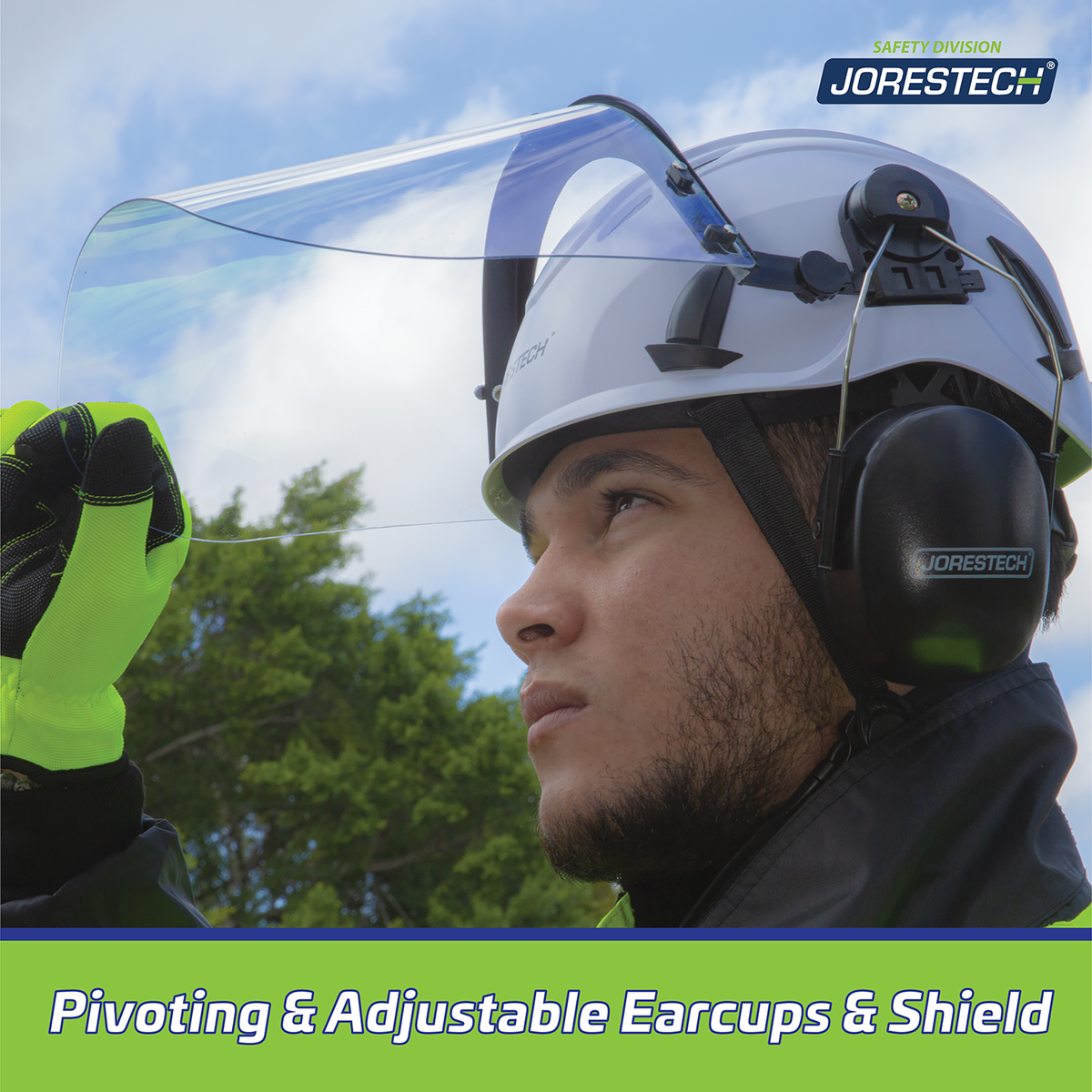 Jorestech Safety Helmet System with Polycarbonate Face Shield and Earmuffs