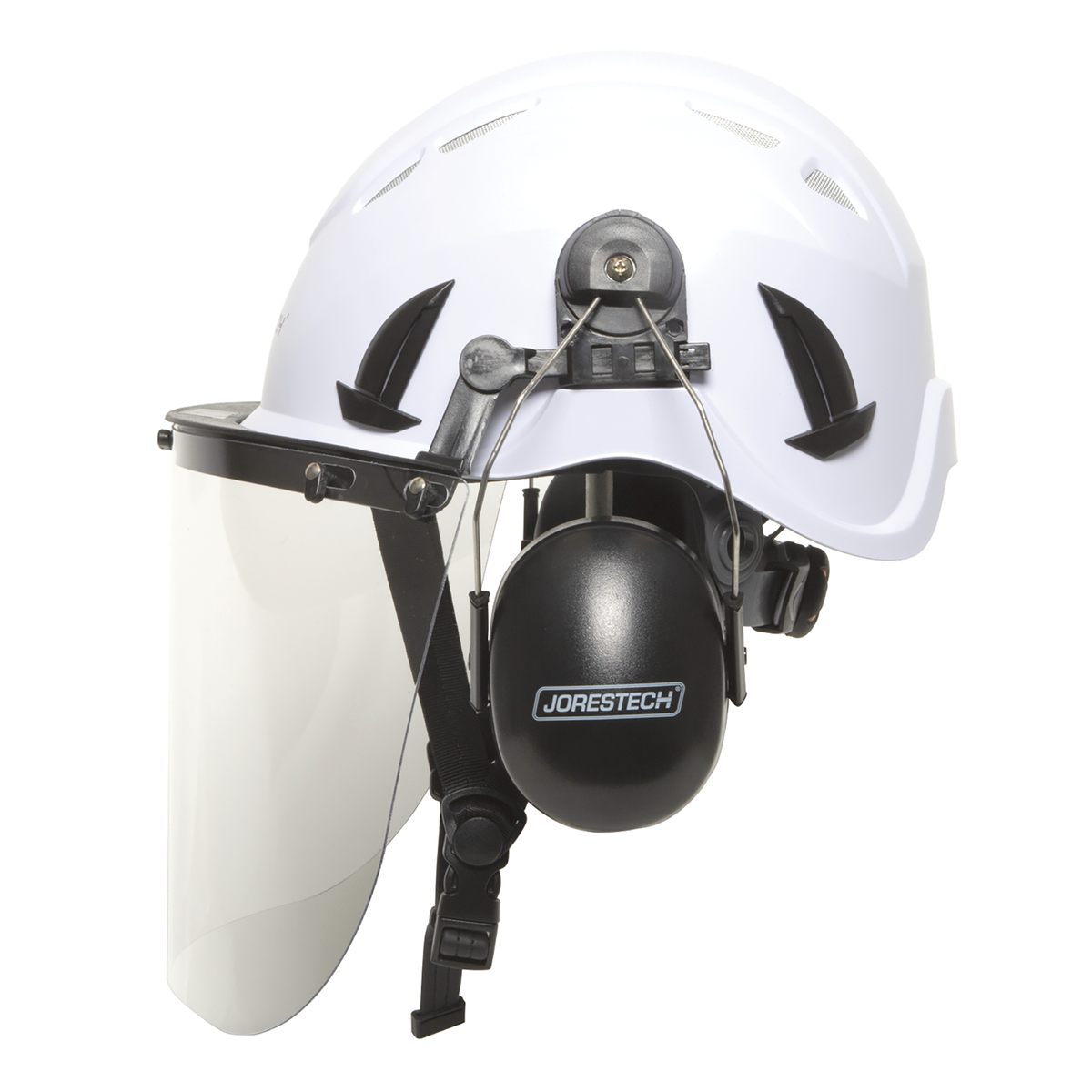 Jorestech Safety Helmet System with Polycarbonate Face Shield and Earmuffs