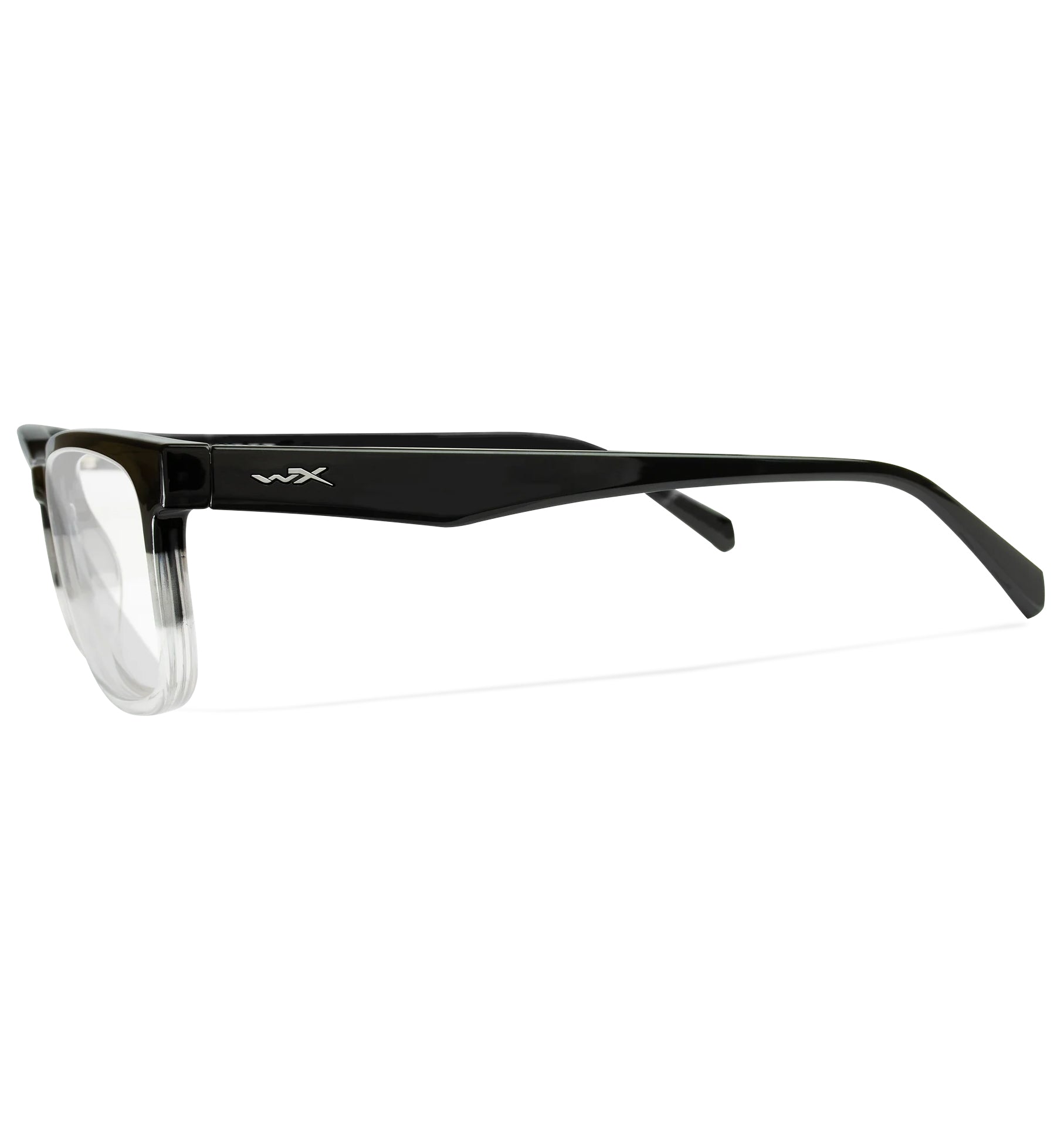 Wiley X Judge prescription safety glasses with black Triloid™ nylon frame and clear lenses.