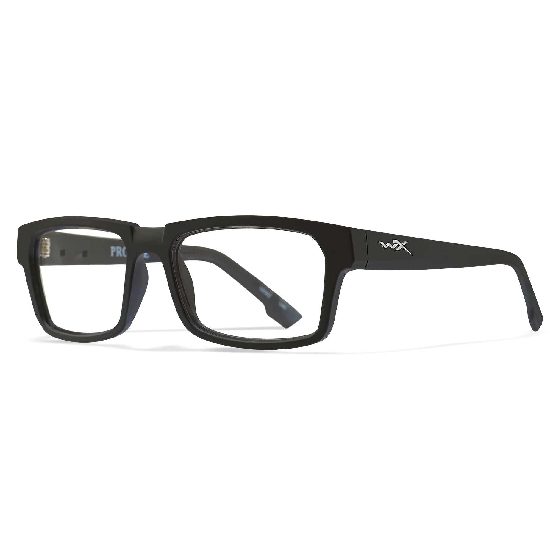 Black Wiley X Profile Worksight prescription safety glasses with durable Triloid nylon frame.