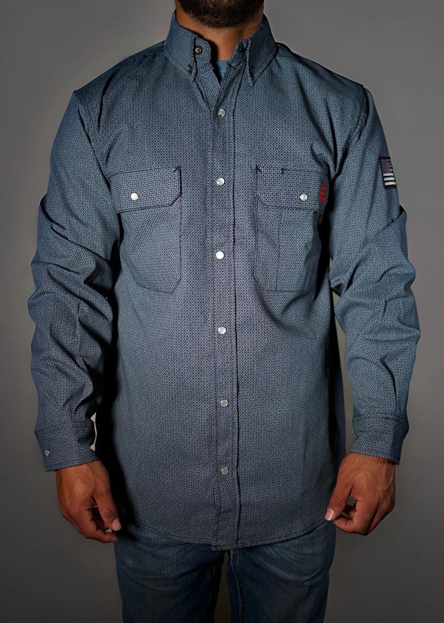 Static FR Flame-Resistant Work Shirt Pearl Snap - Forged Gray-Safety Glasses USA-3