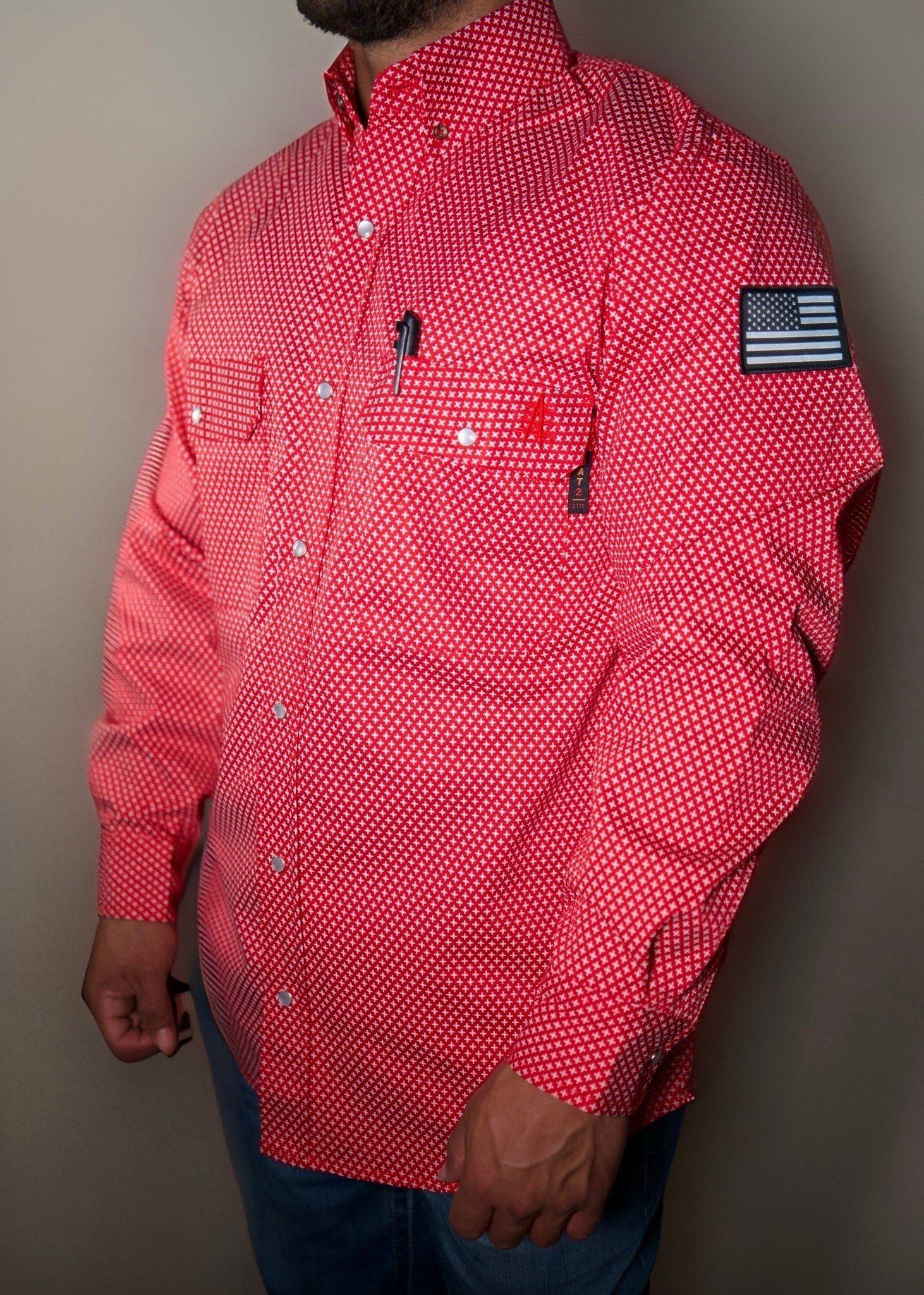 Static FR Flame-Resistant Work Shirt Pearl Snap - Alpha Red-Safety Glasses USA-1
