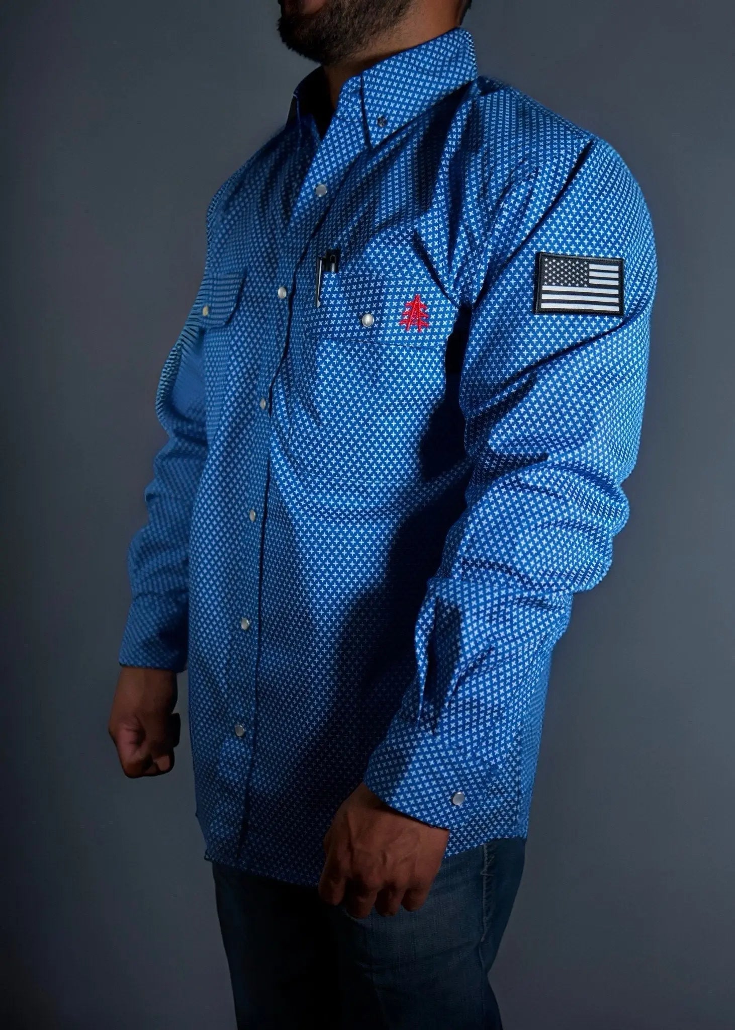 Static FR Flame-Resistant Work Shirt Pearl Snap - Royal Blue-Safety Glasses USA-1