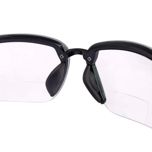 Crossfire ES5 Bifocal Safety Glasses with Pearl Gray Frame and Clear Lens Nose Pad View