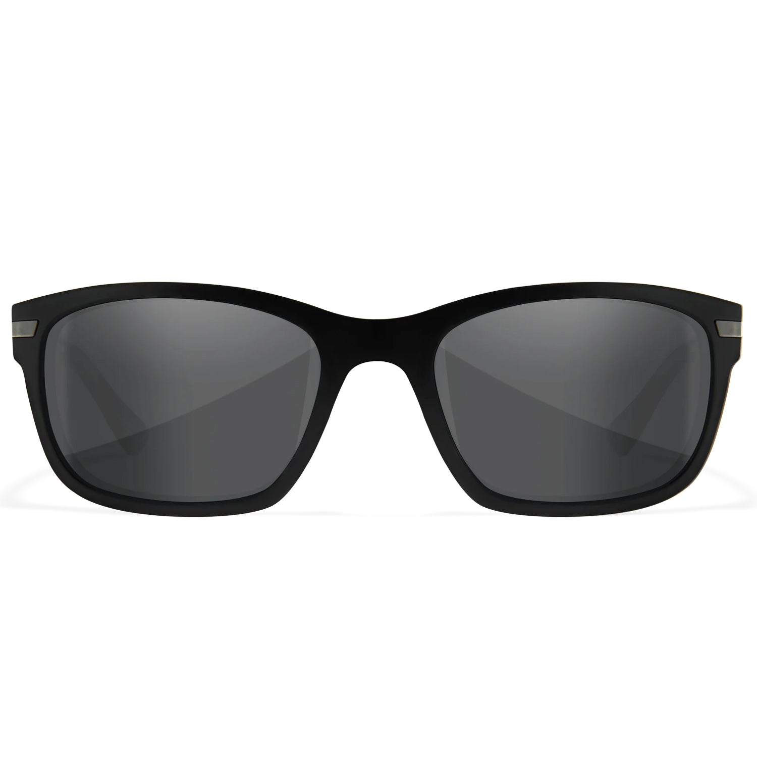 Matte black Wiley X Helix prescription safety glasses with dark lenses and subtle silver accents, ANSI Z87.1 certified.