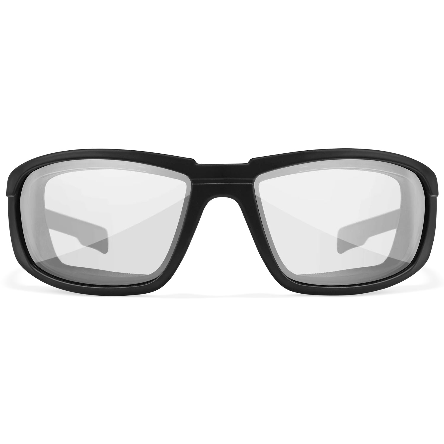 Wiley X Boss prescription safety glasses with matte black frame and clear lenses.