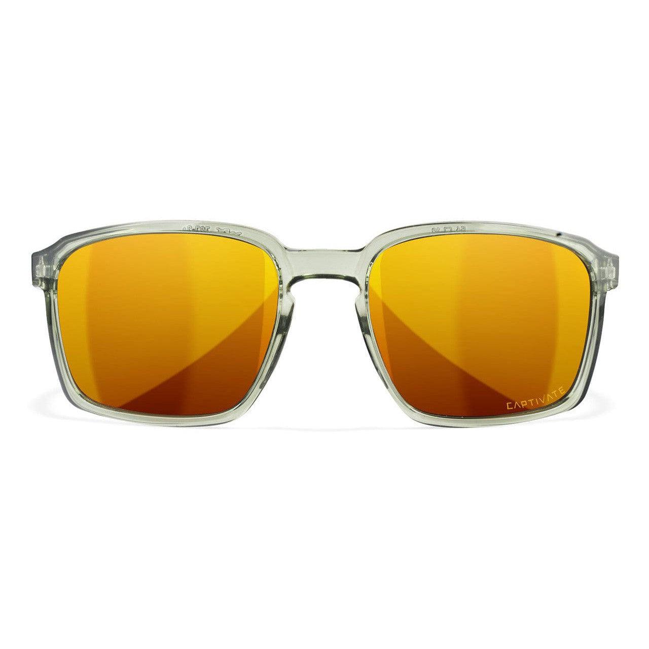 Wiley X Alfa Safety Sunglasses with Olive Frame and Captivate Polarized Bronze Mirror Lens AC6ALF04 - Front View