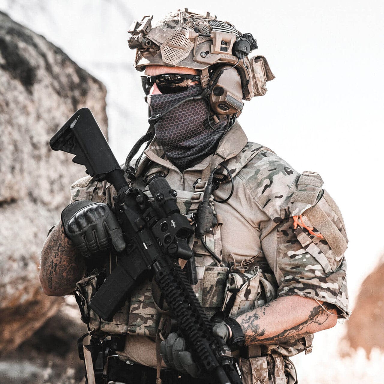 Bolle Tryon BSSI Ballistic Safety Glasses with Black & Gray Frame and Smoke Platinum Anti-Fog Lens - In Action