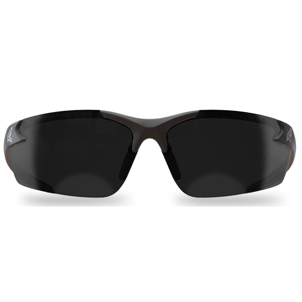 Edge Zorge G2 Bifocal Safety Glasses with Black Frame and Smoke Lens with +2.00 Diopter - Front View