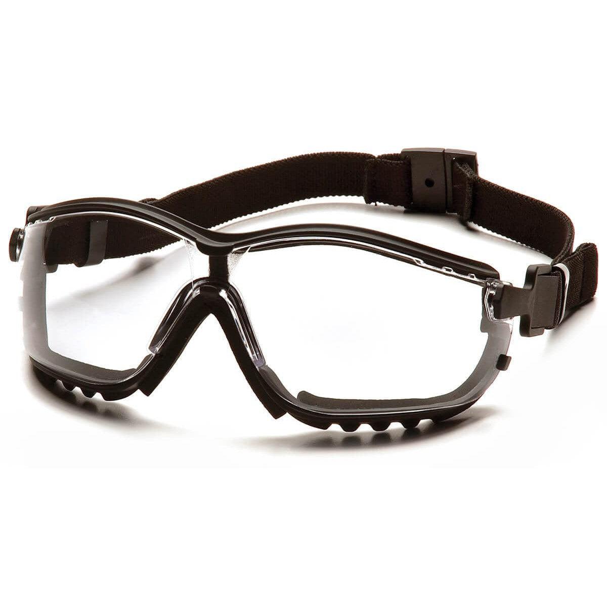 Pyramex V2G Safety Glasses/Goggles with Black Frame and Clear H2MAX Anti-Fog Lens GB1810STM
